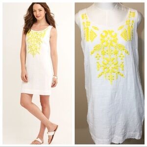 Vineyard Vines White Dress with Yellow Embroidery